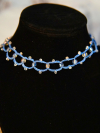 Ocean jewelry: sea-blue tatted lace with crystals.