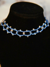 Tideglass Links - Square-Cut Stillness Ocean jewelry: sea-blue tatted lace with crystals.