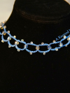 Tideglass Links - Ocean Light in Lace Crystal and sea-glass choker in ocean blue thread.