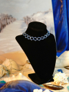 Tideglass Links - Laced in Coastal Light Elegant handmade necklace with crystals and nylon thread.
