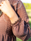 Autumn-inspired brown lace bracelet shown on wrist