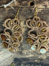 Lightweight lace earrings with focal resin-look bead