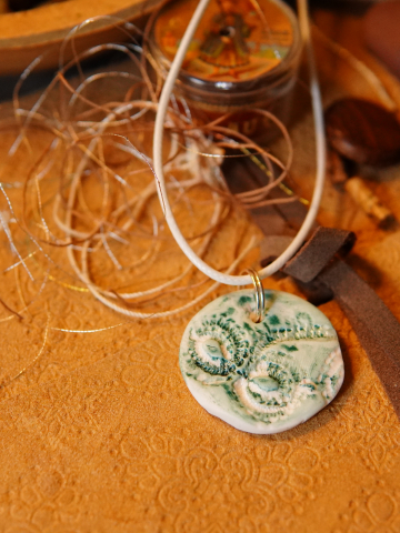 Large round artisan pendant