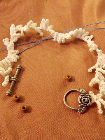 "Rose and Ruffle" Tatted  Lace Bracelet