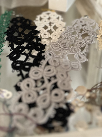 The Windborne Pattern Tatted Lace Bracelets shown together