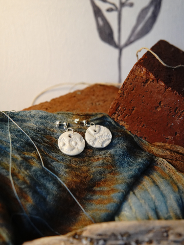 Sterling silver ivory lace earrings