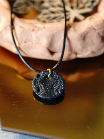 Lace impression black clay jewelry