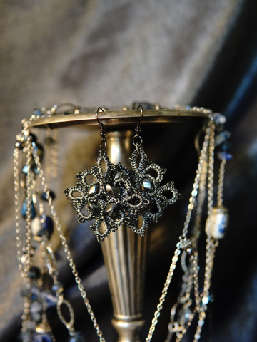 Steelwoven Grace earrings on metal chalice