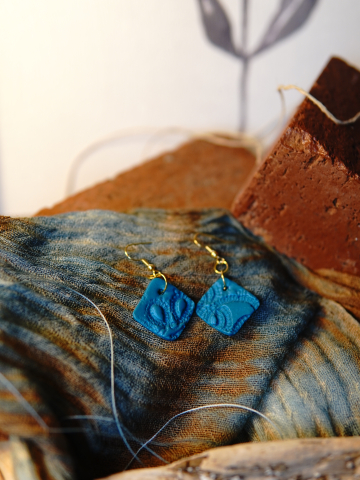 Handmade diamond clay earrings