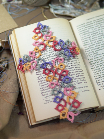 Handmade Tatted Lace Cross Bookmark – Sunrise Joy