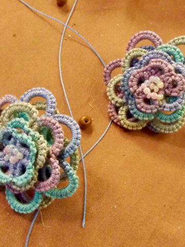 Threaded Bloom | Tatted Lace Rose Earrings