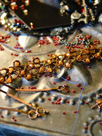 Emberbind Tatted Necklace with Leather Ties