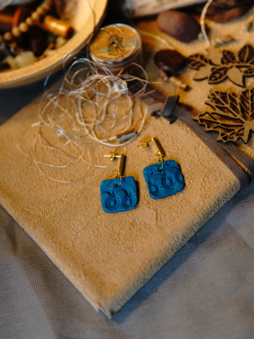 Seafoam Impressions – Square Earrings (Gold Finish Stainless Steel Posts)