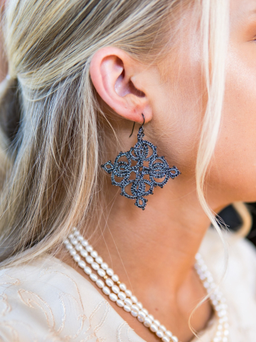 Victorian Latticework – Hand-Tatted Statement Earrings