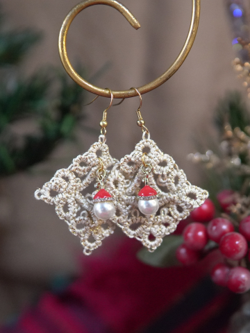 Tatted Diamond Santa Hat Earrings – Threadmarked Holiday Jewelry
