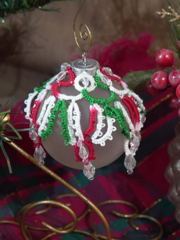 Festive Cascade Ornament — Red, Green & Crystal