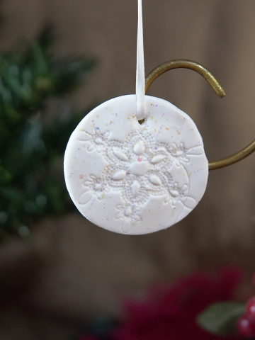 Set of 3 Snowflake Impression Ornaments – Iridescent, Silver Glitter & Pearlescent