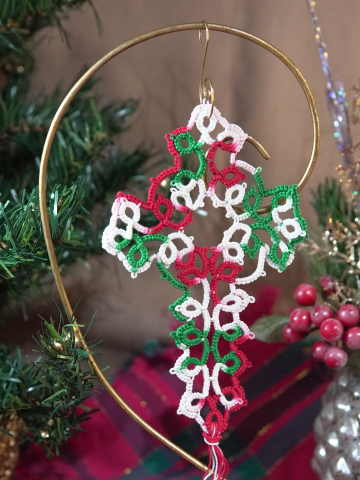 Tatted Christmas Bookmark — Cross