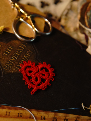 Tatted Heart – Handmade Lace Scrapbook Embellishment