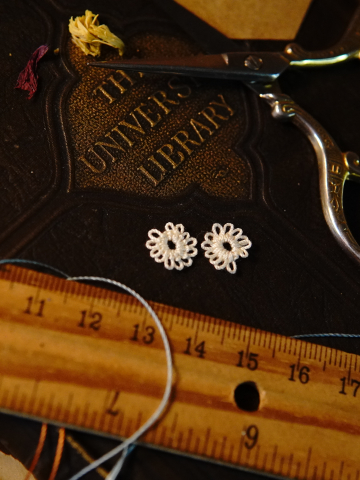 Tiny Tatted Flowers – Scrapbook Embellishments – Set of 12